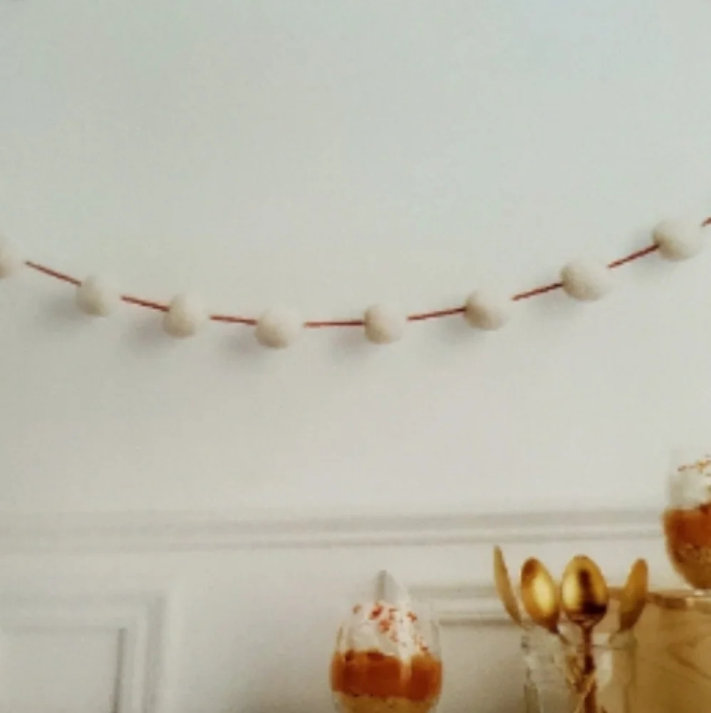 Hyde & Eek! 6ft White/Orange Pom Pom Garland